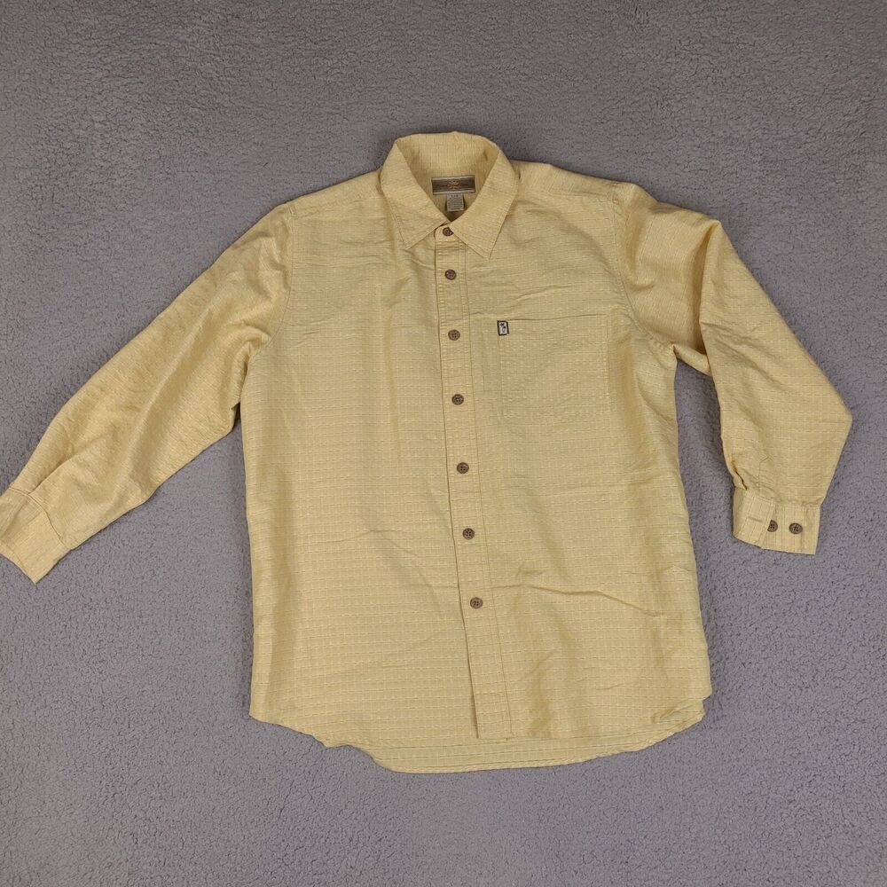 Original Island‎ Sport Shirt Mens Large Yellow Button Down Short Sleeve Hawaiian